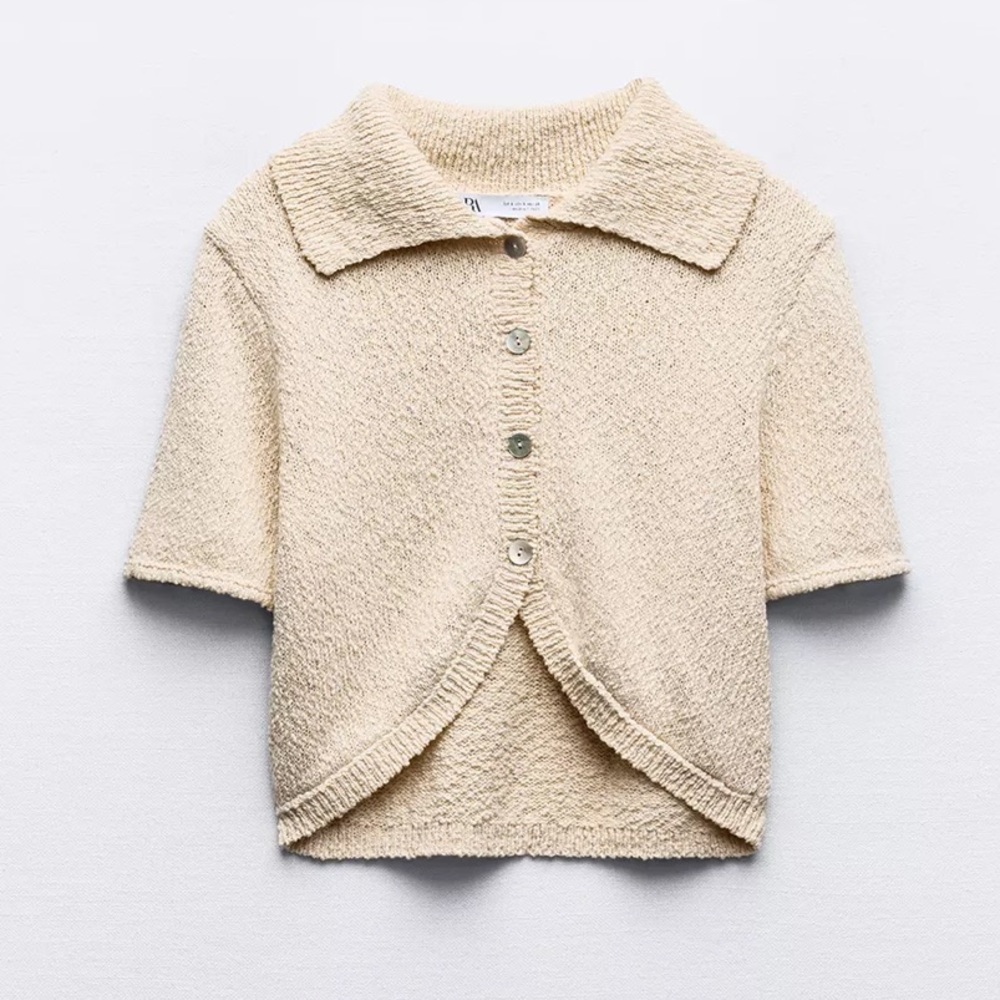 Zara Knit Polo Crop Top NWT